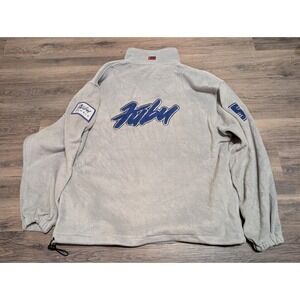 Vintage FUBU Sports 1/4 Zip Fleece Pullover Gray XL Embroidered Logo 90s Hip Hop